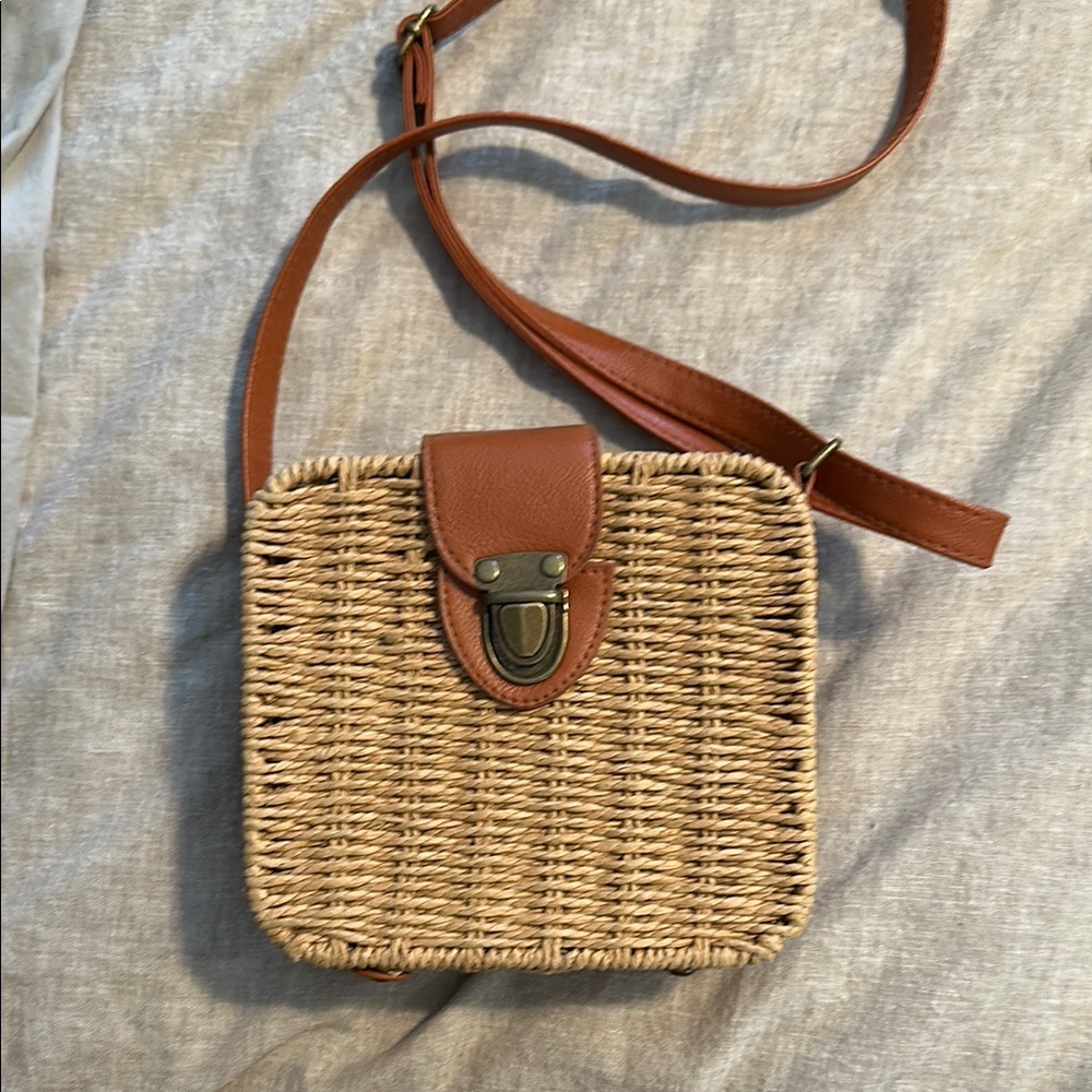 Brown Woven Crossbody Bag